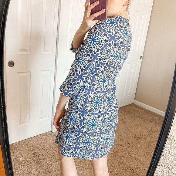 Boden Linen Tunic Dress 3/4 Sleeve Mini Blue 6 - Picture 3 of 7